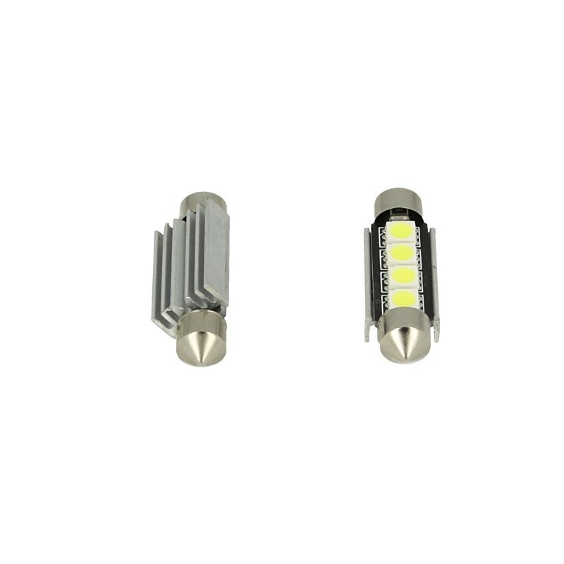 24V Lampada Led Siluro Canbus T11 C5W 42mm 4 SMD 5050 Colore Blu Per Camion Bus Barca Con Dissipatore Alluminio