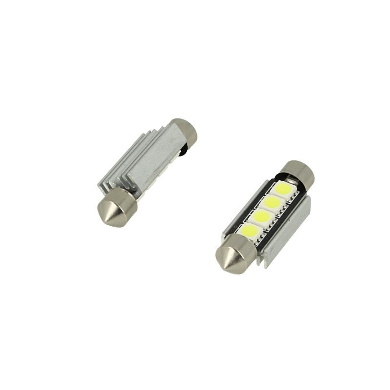 24V Lampada Led Siluro Canbus T11 C5W 42mm 4 SMD 5050 Colore Blu Per Camion Bus Barca Con Dissipatore Alluminio