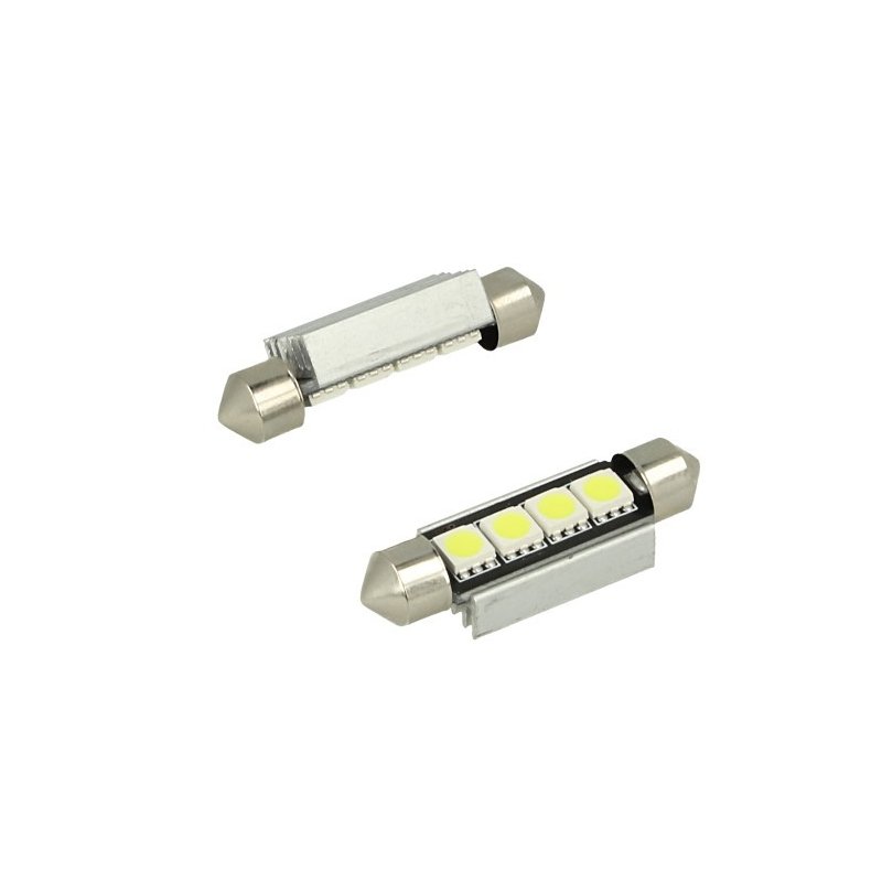 24V Lampada Led Siluro Canbus T11 C5W 42mm 4 SMD 5050 Colore Blu Per Camion Bus Barca Con Dissipatore Alluminio