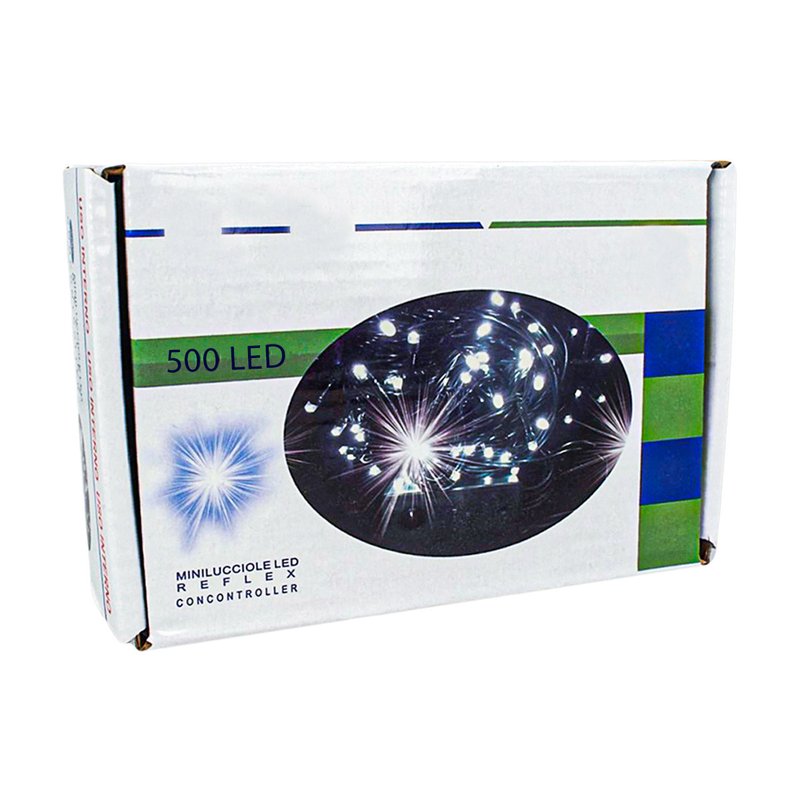 Luci Per Natale Catena 500 Led 40M Colore Blu IP44 Lucciole Decorative Natalizie Con Filo Verde