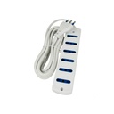 Multipresa Ciabatta Elettrica 6 Posti Cavo Da 1,5 Metri Colore Bianco
