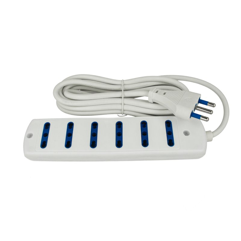Multipresa Ciabatta Elettrica 6 Posti Cavo Da 1,5 Metri Colore Bianco