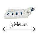 Multipresa Ciabatta Elettrica 4 Posti Cavo Da 3 Metri Colore Bianco