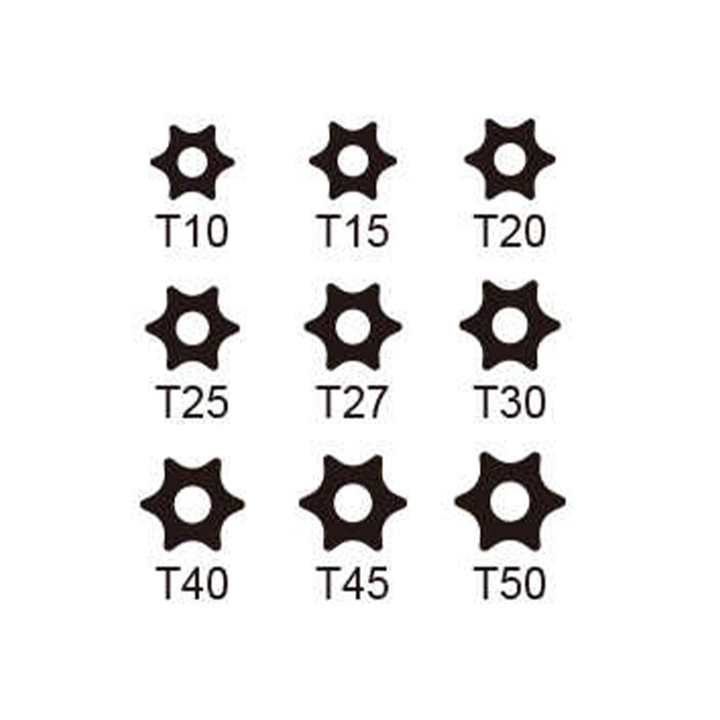 9 Chiavi Torx a Brugola T10-T50 Taglio Grande Lunghezza Da 88mm Fino 222mm