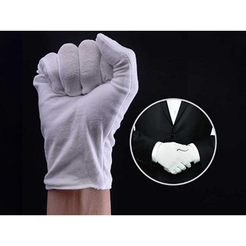 12 Paia Guanti Cotone Bianco Taglia XL 10