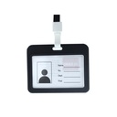 12 Pezzi Porta Badge In PVC Con Corda Doppio Esposizione Nero Interno 85X54mm