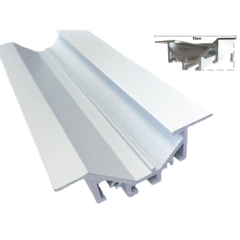 3 Metri Profilo Canalina Barra Alluminio Da Incasso Illuminazione Luce Asimmetrica Colore Bianco