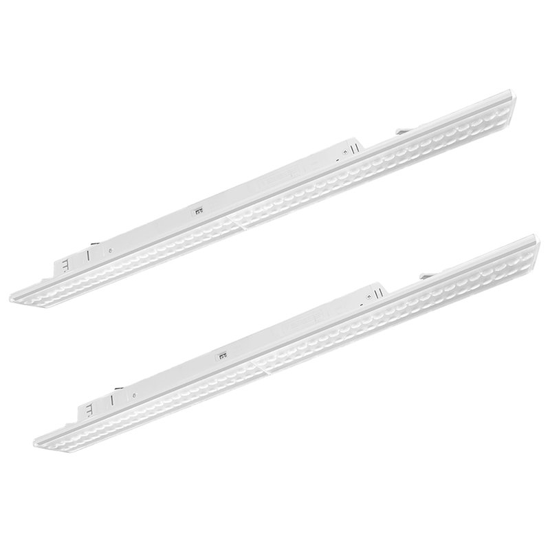 2 Kit Faro Led Lineare Da Binario Trifase 1,5M 50W Caldo 3000K Angolo 90 Gradi Colore Bianco Con Interruttore DIP