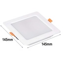 Faretto Led Da Incasso Quadrato 12W 1200LM Caldo 3000K 145X145mm Montaggio 2 In 1 Da Plafone e Da Incasso