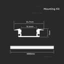 Profilo in Alluminio Colore Silver per Strip LED Copertura Satinata 2000x24.7x7mm SKU-10320