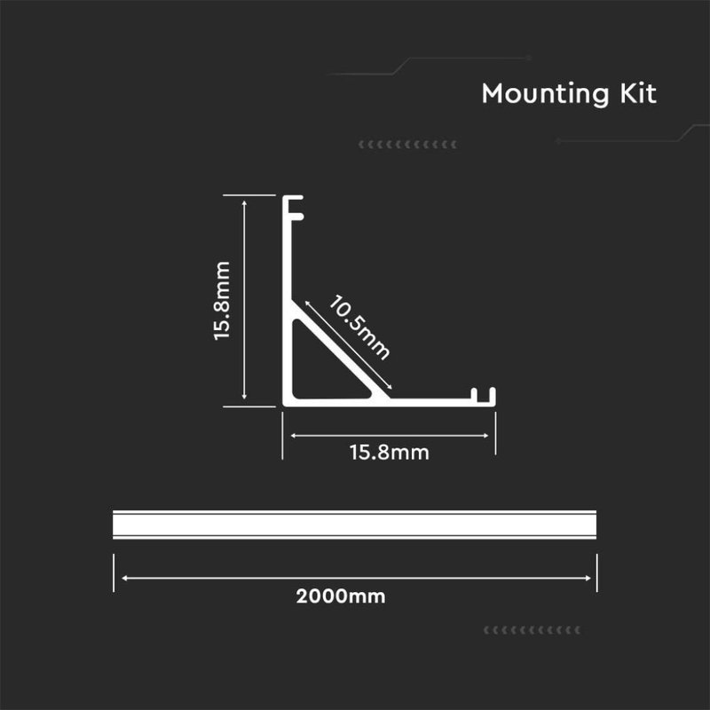 Profilo in Alluminio Angolare Colore Silver per Strip LED 2000x15.8x15.8mm SKU-10322