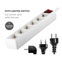 Multipresa Ciabatta Elettrica 6 Posti Schuko Spina Tipo Ibrido F + E Cavo Lunga 5 Metri Con Interruttore SKU-8769
