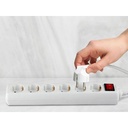 Multipresa Ciabatta Elettrica 6 Posti Schuko Spina Tipo Ibrido F + E Cavo Lunga 5 Metri Con Interruttore SKU-8769