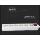 Multipresa Ciabatta Elettrica 6 Posti Schuko Spina Tipo Ibrido F + E Cavo Lunga 5 Metri Con Interruttore SKU-8769