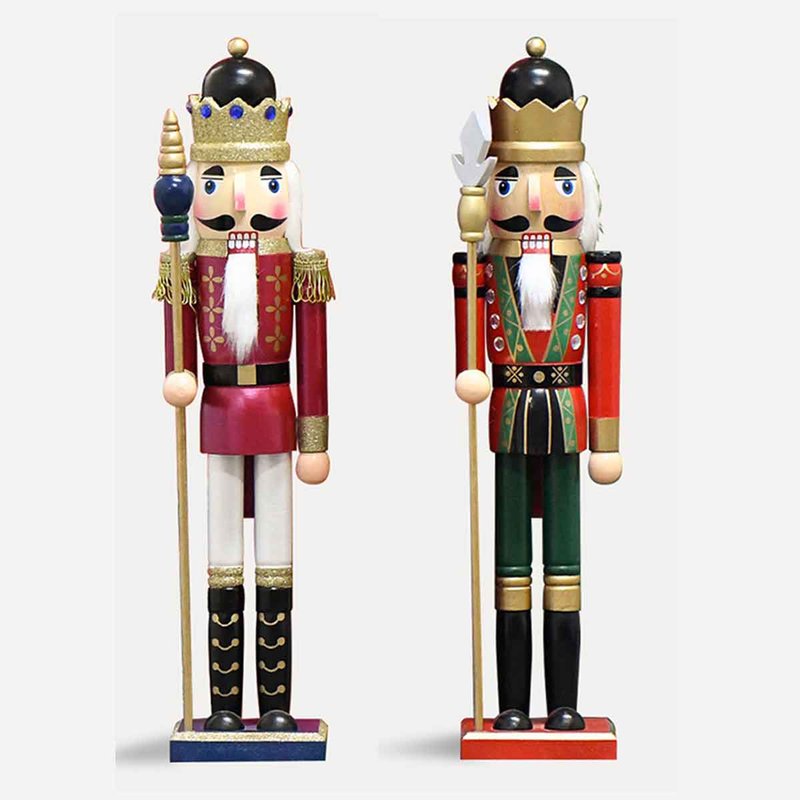 1 Pezzo Schiaccianoci di Natale in Legno Altezza 50cm Colorati