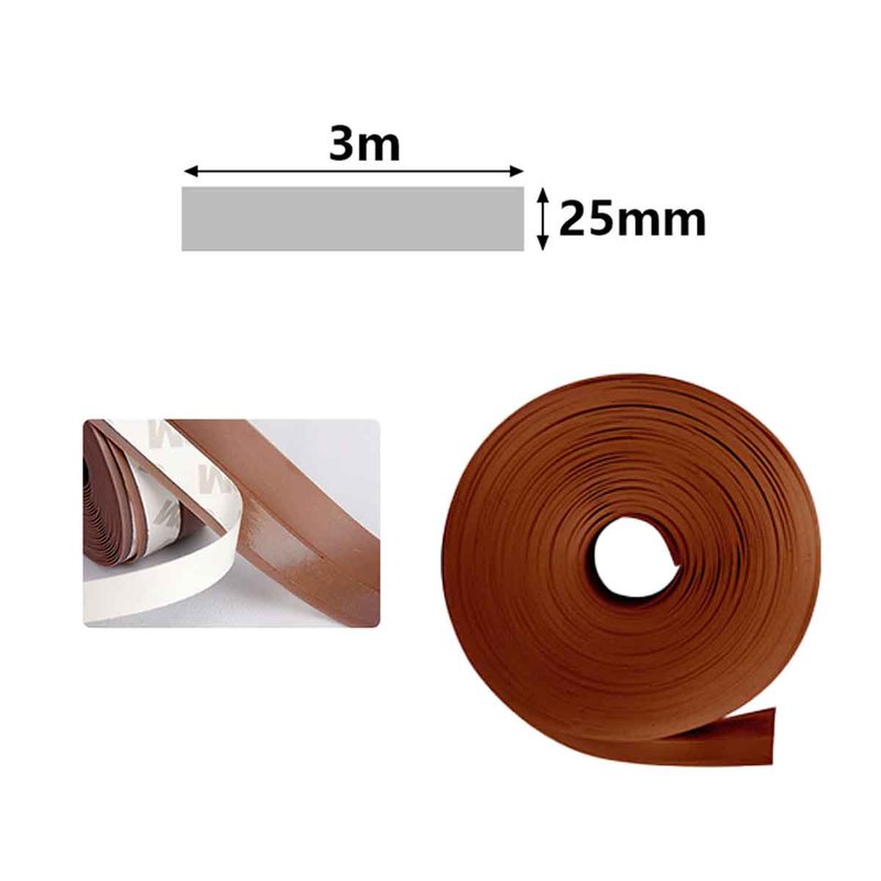Paraspifferi Guarnizione Adesiva per Porte 3 Metri x 25mm Isolante Termico e Antispiffero Colore Marrone