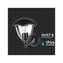Lampada Da Parete Lanterna Giardino Attacco E27 Garden Wall Lamp IP44 Facing Up Colore Nero SKU-7046