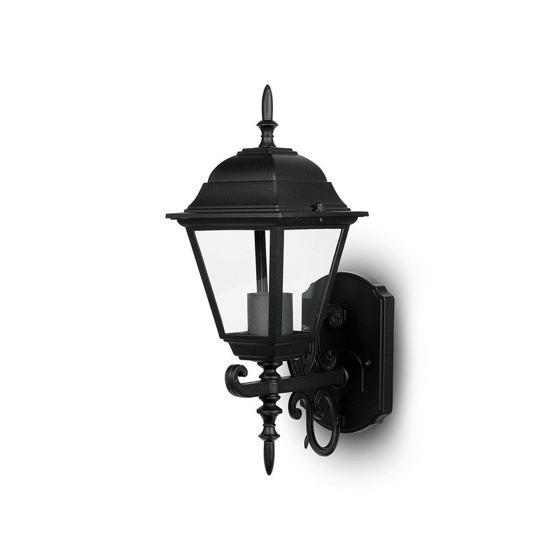 Lampada Da Parete Lanterna Giardino Attacco E27 Garden Wall Lamp IP44 Colore Nero Modello Classico SKU-7519