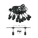 11M Catena Luminosa Esterno 10 Portalampada E27 Da 11 Metri Cavo Nero Prolungabile IP65 Outdoor Giardino Terrazzo Cortile | 11 M, NERO
