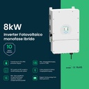 Inverter Fotovoltaico Monofase, Ibrido On-Grid/Off-Grid, Certificato CEI 0-21, Schermo LCD Touch a Colori, Smart Meter Integrato, WiFi e TA Inclusi, Garanzia 10 Anni, IP65 (8KW)