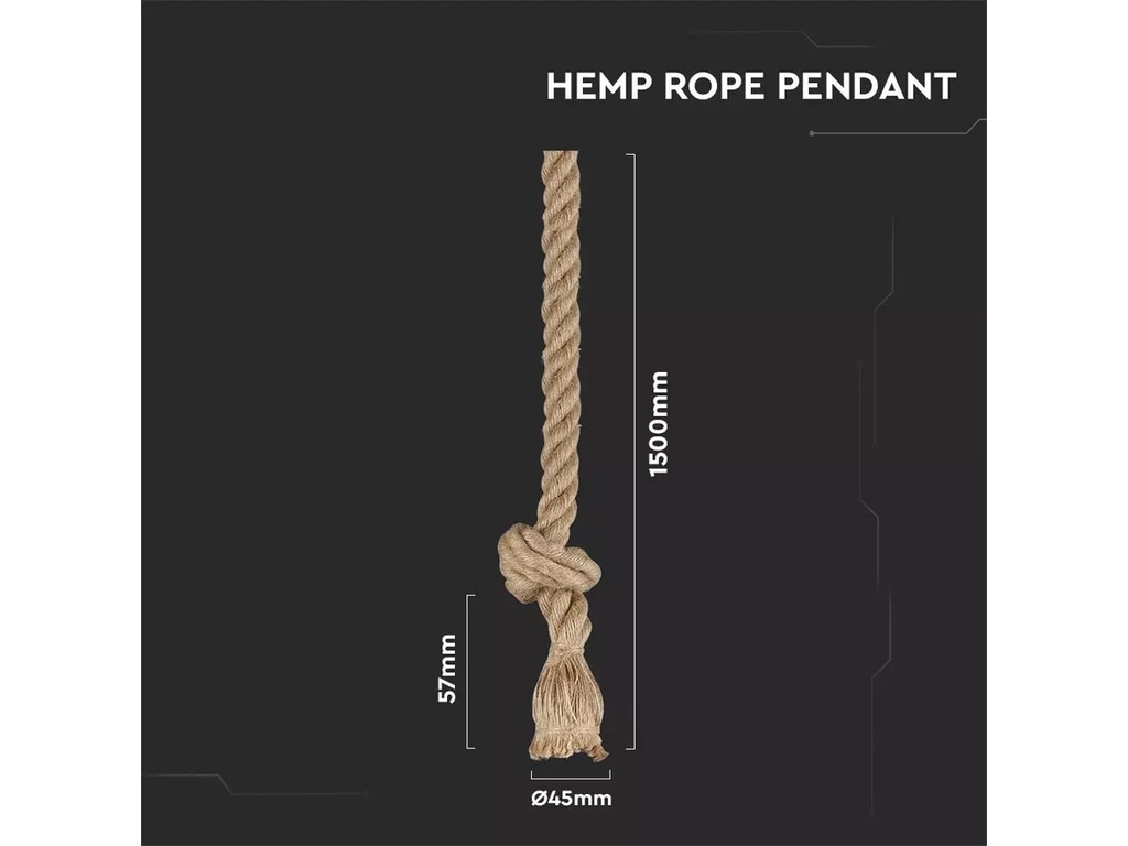Lampada A Sospensione Attacco E27 Corda Marinaio Nautica Stile Vintage Rope Pendant Filo Lunga 1,5 Metro SKU-3754