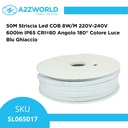 Striscia Luminosa COB 50M 8W/M 220V-240V 600lm IP65 CRI=80 Angolo 180° Colore Luce Blu Ghiaccio