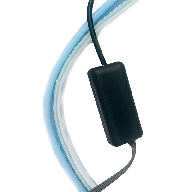 Kit Tubo Neon Striscia Led Auto 60cm X2 Bicolor Flessibile Freccia Dinamica Arancione e Luce Posizione Rosso Posteriore