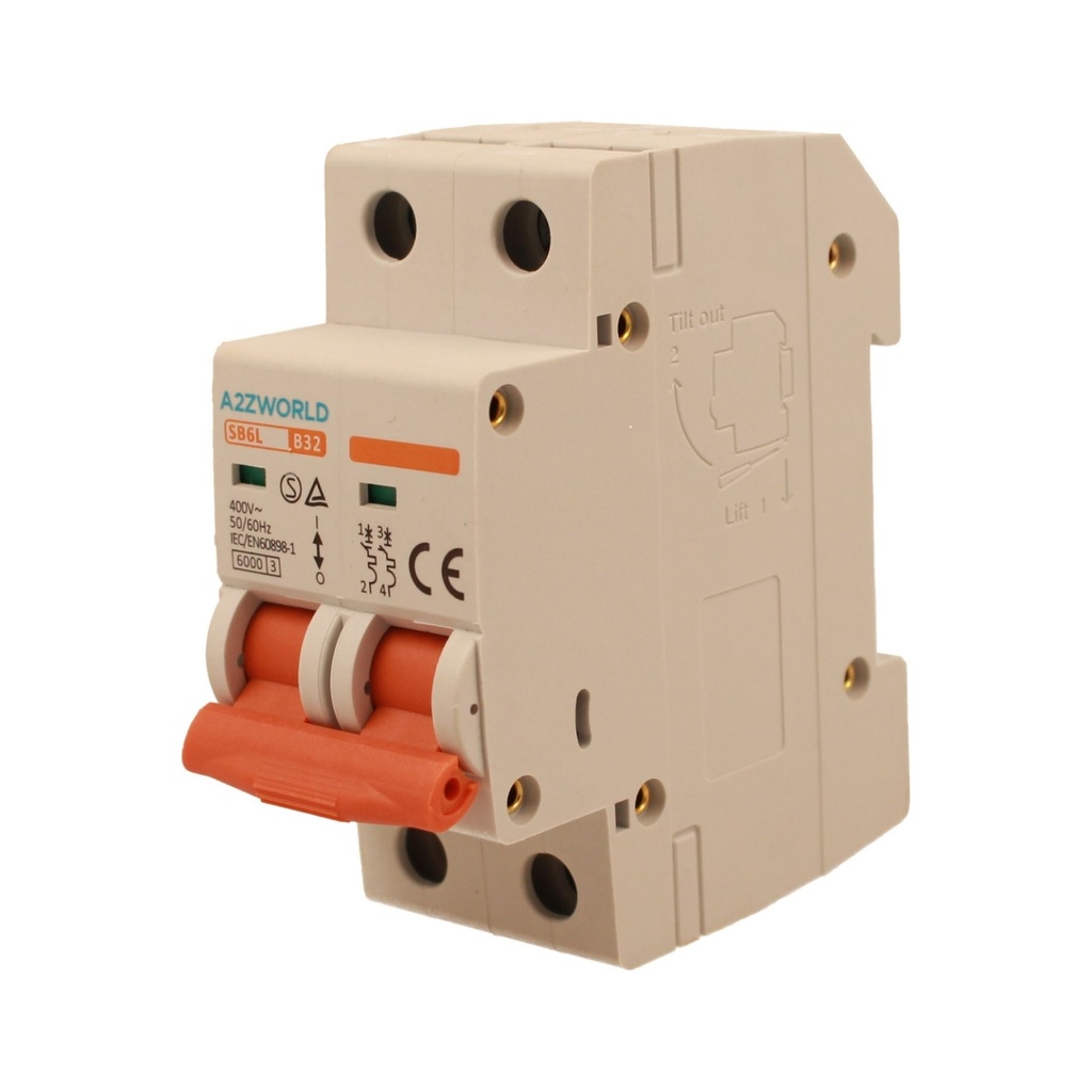 MCB Interruttore Magnetotermico Automatico Curva B 2P 2M 6000A B32A AC 400V IP20 IEC60898-1 SB6L