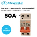 MCB Interruttore Magnetotermico Automatico Curva B 2P 2M 6000A B50A AC 400V IP20 IEC60898-1 SB6L