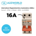 MCB Interruttore Magnetotermico Automatico Curva C 2P 2M 6000A C16A AC 400V IP20 SB6L
