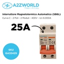 MCB Interruttore Magnetotermico Automatico Curva C 2P 2M 6000A C25A AC 400V IP20 SB6L