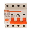 MeanWell RCBO Interruttore Magnetotermico Differenziale Tipo A Curva C 3P+N 4M 6000A 30mA C10A AC 400V IP20 IEC61009-1
