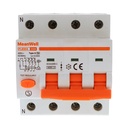 MeanWell RCBO Interruttore Magnetotermico Differenziale Tipo A Curva C 3P+N 4M 6000A 30mA C16A AC 400V IP20 IEC61009-1