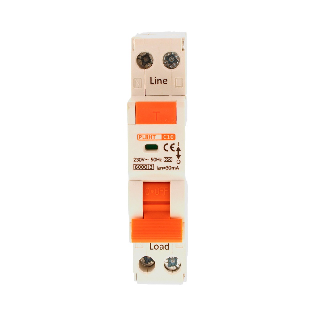 RCBO Interruttore Magnetotermico Differenziale Tipo A Curva C 1P+N 1M 6000A 30mA C10A AC 230V IP20 IEC61009-1