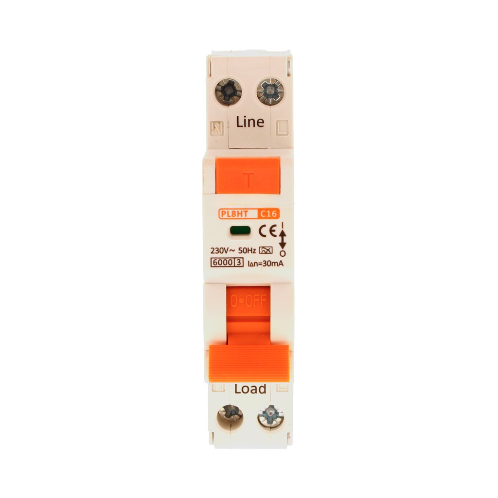 RCBO Interruttore Magnetotermico Differenziale Tipo A Curva C 1P+N 1M 6000A 30mA C16A AC 230V IP20 IEC61009-1