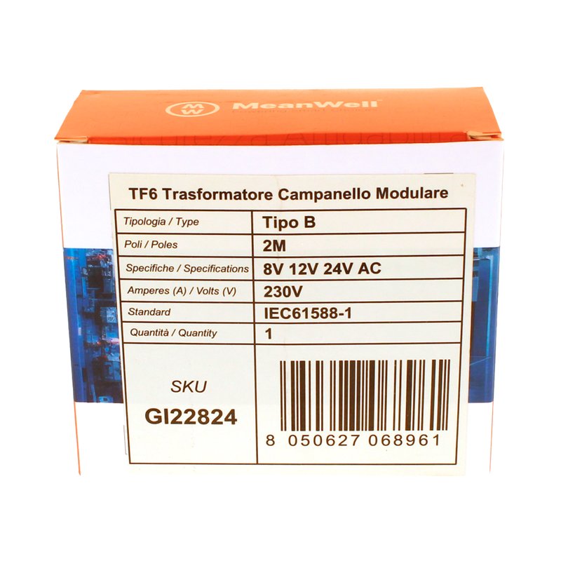 MeanWell Trasformatore Campanello Modulare Tipo B 2M 8V 12V 24V AC AC 230V IP20 IEC61588-1