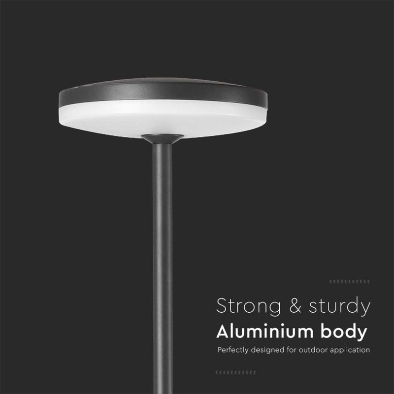 V-TAC Lampada LED da Giardino 12W con Picchetto a Doppio Fissaggio a Terra Colore Antracite, diametro 15 cm, altezza 80 cm, 4000K, IP65 - sku 10426
