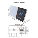 Termostato WIFI Con Meteo Protocollo WIFI 2.4G TUYA, Smart Life Rettagnaolare Compatibile Con Scatola 502 e 503 Riscaldamento Caldaia a Gas Bianco / Nero 5A 95-240V 50/60Hz 1°C 5-45°C 0-45°C <1.5W 131X75X13.6mm IP20