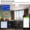 Termostato WIFI Con Meteo Protocollo WIFI 2.4G TUYA, Smart Life Rettagnaolare Compatibile Con Scatola 502 e 503 Riscaldamento Caldaia a Gas Bianco / Nero 5A 95-240V 50/60Hz 1°C 5-45°C 0-45°C <1.5W 131X75X13.6mm IP20