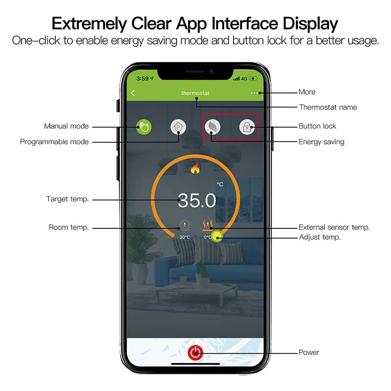 Termostato WIFI Con Meteo Protocollo WIFI 2.4G TUYA, Smart Life Rettagnaolare Compatibile Con Scatola 502 e 503 Riscaldamento Caldaia a Gas Bianco / Nero 5A 95-240V 50/60Hz 1°C 5-45°C 0-45°C <1.5W 131X75X13.6mm IP20