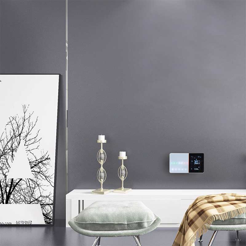Termostato WIFI Con Meteo Protocollo WIFI 2.4G TUYA, Smart Life Rettagnaolare Compatibile Con Scatola 502 e 503 Riscaldamento Caldaia a Gas Bianco / Nero 5A 95-240V 50/60Hz 1°C 5-45°C 0-45°C <1.5W 131X75X13.6mm IP20