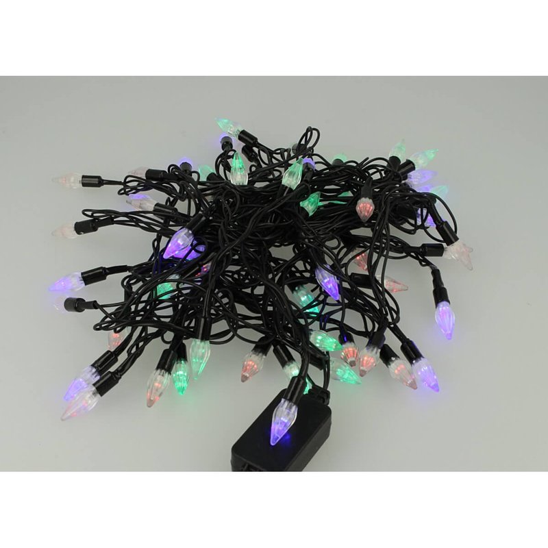 Mini Lucciole 60 Led Multicolori RGB Forma Punta di Frecca Goccia Pioggia Per Natale Festa Decorativa Filo Nero 8,8 metri Uso Interno CS31064