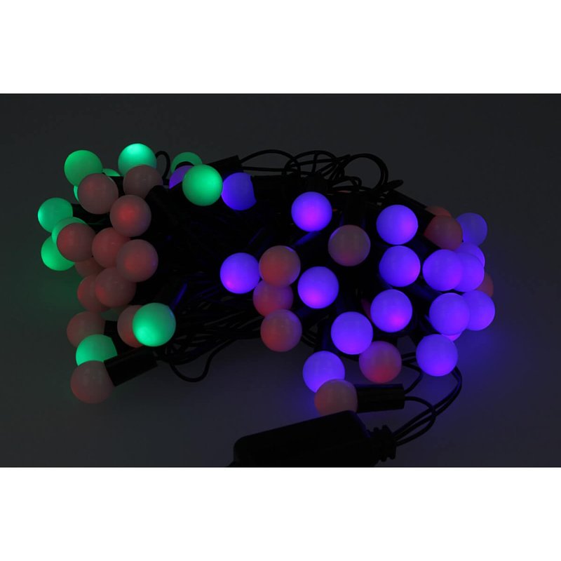 Mini Lucciole 60 Led Multicolori RGB Forma Pallina Rotonda Per Decorazione Natale Filo Nero 8,8 metri Uso Interno CS31050