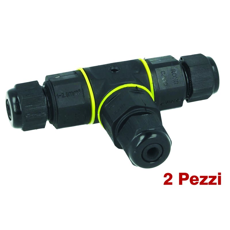 Connettore Manicotto di Collegamento IP68 Forma T Cavo Raccordo Impermeabile 3 Poli Max Sezione 1,5mmq