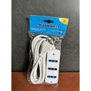 Multipresa Ciabatta Elettrica 3 Posti Cavo Da 3 Metri Colore Bianco