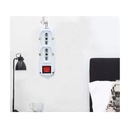 Multipresa Ciabatta Elettrica 6 Posti Con 4 Prese 2P+T 10/16A Bipasso + 2 Prese 10/16A Schuko Con Interruttore Cavo 1,5 Metri SKU-8734