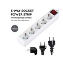 Multipresa Ciabatta Elettrica 5 Posti Schuko Spina Tipo Ibrido F + E Cavo Lunga 1,5 Metri Con Interruttore SKU-8766