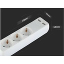 Multipresa Ciabatta Elettrica Con 2 USB e 3 Posti Schuko 10A Cavo Lungo 1,5 Metri Colore Bianco 3X1.5 mmq SKU-8774