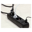 Multipresa Ciabatta Elettrica Con 2 USB e 3 Posti Schuko 10A Cavo Lunga 1,5 Metri Colore Nero 3X1.5 mmq SKU-8776