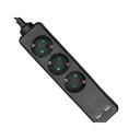 Multipresa Ciabatta Elettrica Con 2 USB e 3 Posti Schuko 10A Cavo Lunga 1,5 Metri Colore Nero 3X1.5 mmq SKU-8776